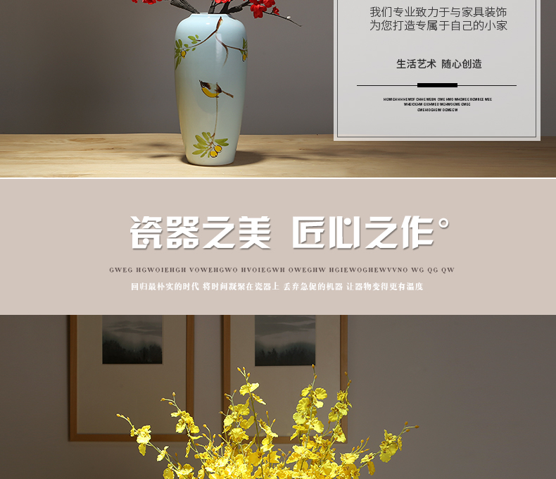 Dried flower vase of jingdezhen ceramics modern creative vase decoration of the new Chinese style household living room decoration vase