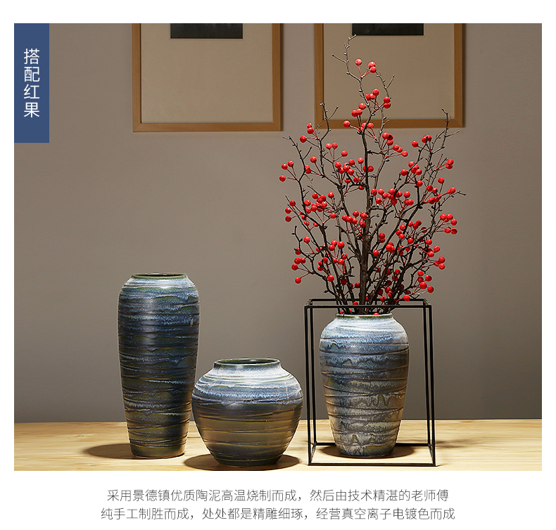 New Chinese style porch jingdezhen ceramics vase simulation table flower arranging dried flower adornment contracted home furnishing articles