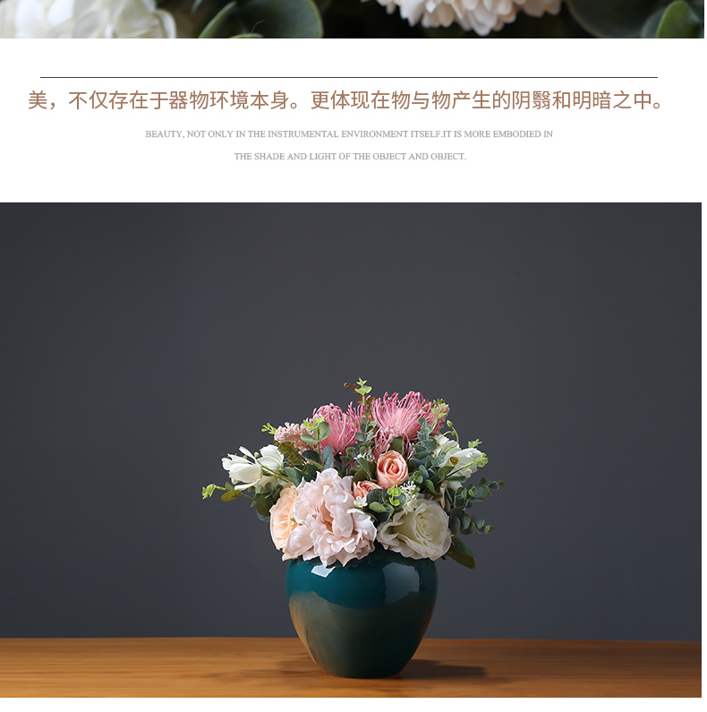 Modern creative home sitting room TV ark place new Chinese zen simulation ceramics vase set decoration