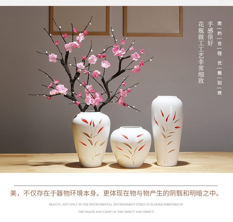 Jingdezhen ceramic vase modern innovative new Chinese style living room porch table simulation flower adornment suit furnishing articles