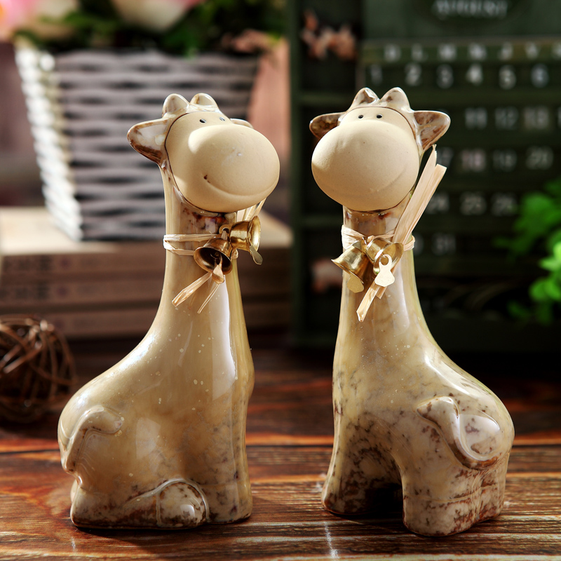 Ceramic desktop TV furnishing articles furnishing articles creative picking fawn room small ornament household living room decoration process