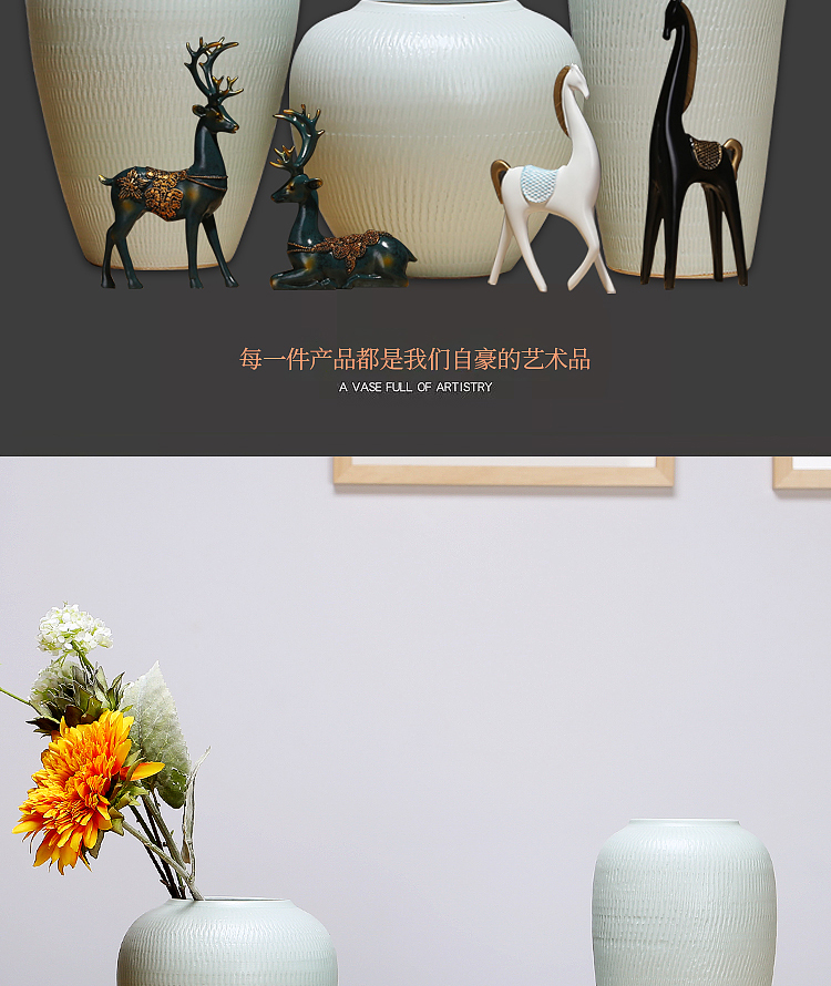 Jingdezhen ceramics vase white sitting room porch place simulation flower arrangement craft suits for Chinese study