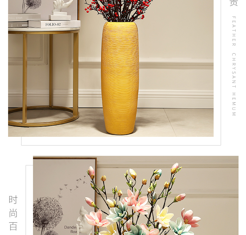 Jingdezhen European art ceramic vases, furnishing articles decorations dried flowers large ground vase household living room decoration