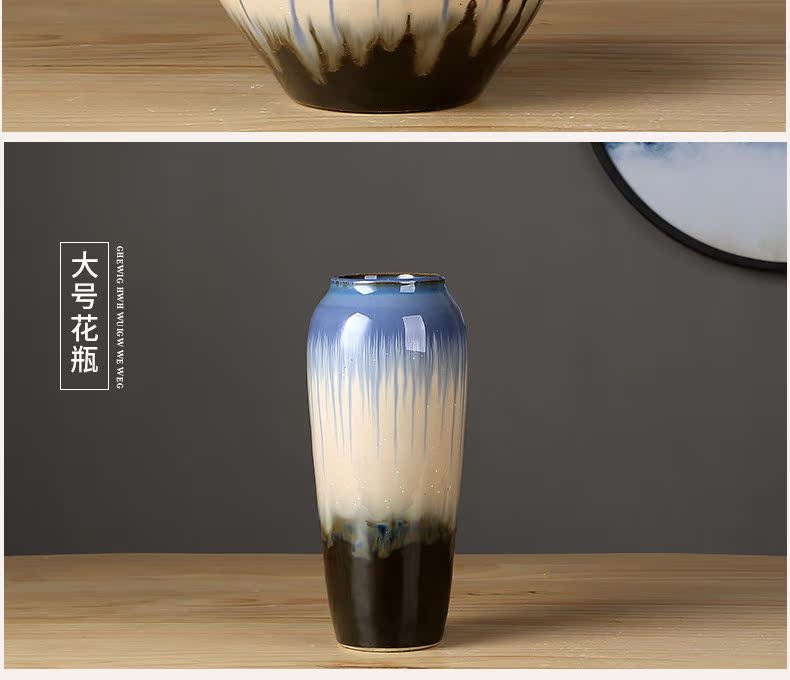 Insert jingdezhen ceramic vase dried flowers zen decorations furnishing articles sitting room porch new Chinese pottery vase