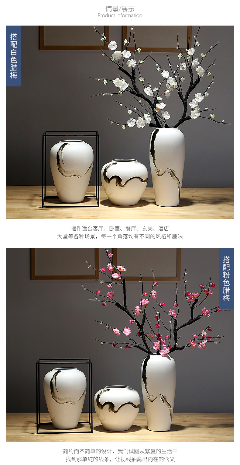 Ceramic vase decoration decoration handicraft furnishing articles study floral dried flowers, flower arrangement, creative sitting room porch suit