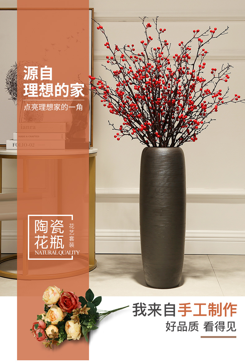 Jingdezhen ceramic large vase landed Chinese penjing home sitting room dry flower arranging flowers adornment porcelain decoration