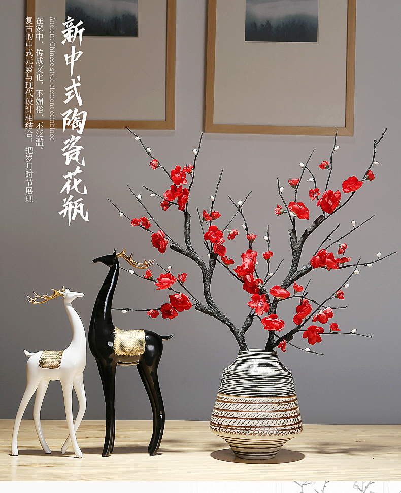 New Chinese style of jingdezhen ceramics vase dried flowers flower arrangement sitting room porch tea table table home furnishing articles