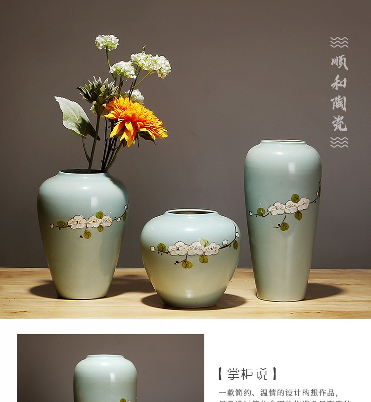Jingdezhen ceramics vase modern furnishing articles suit sitting room porch dried flowers flower arrangement of Chinese style household decorations