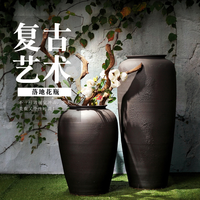 Jingdezhen ceramic vase landing creative restoring ancient ways is the sitting room porch decoration furnishing articles coarse TaoHua dried flowers suit