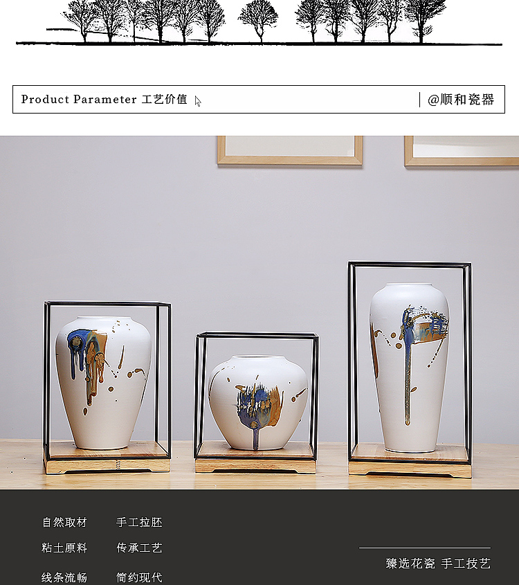 Jingdezhen ceramics vase Chinese style is I sitting room manual creative furnishing articles flower arrangement craft white suit