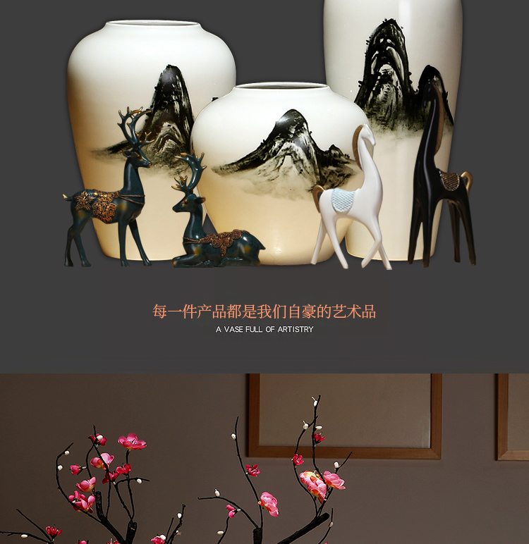 Jingdezhen ceramics vase manual contracted creative Chinese sitting room porch place flower arranging household ornaments