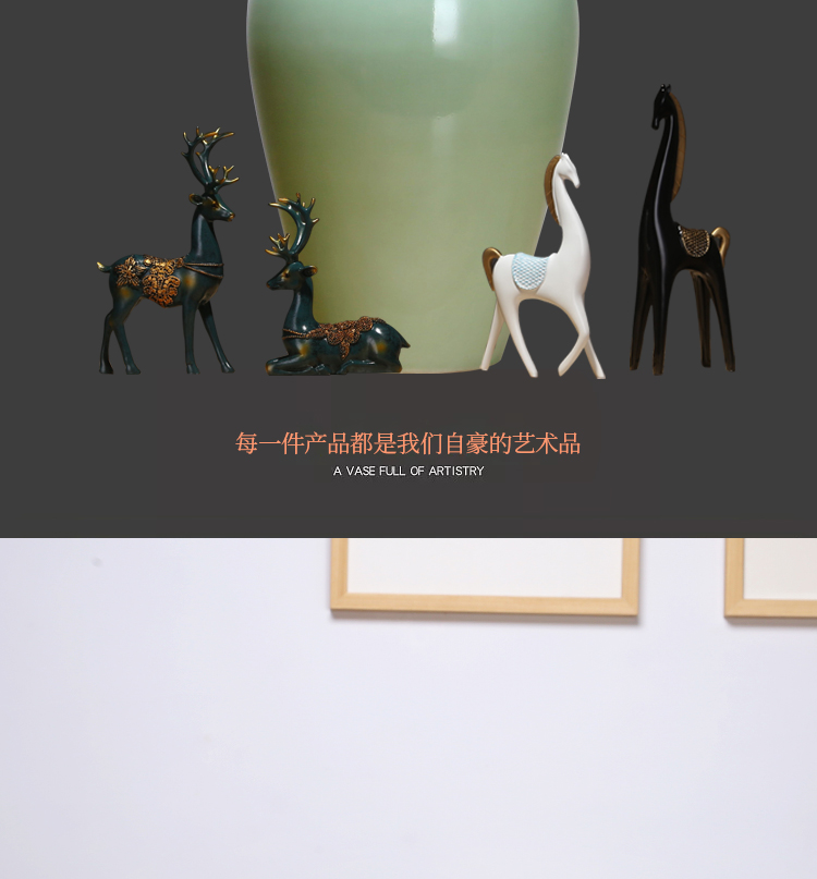 Jingdezhen ceramics vase cyan creative manual Chinese flower arranging the study furnishing articles handicraft suit sitting room