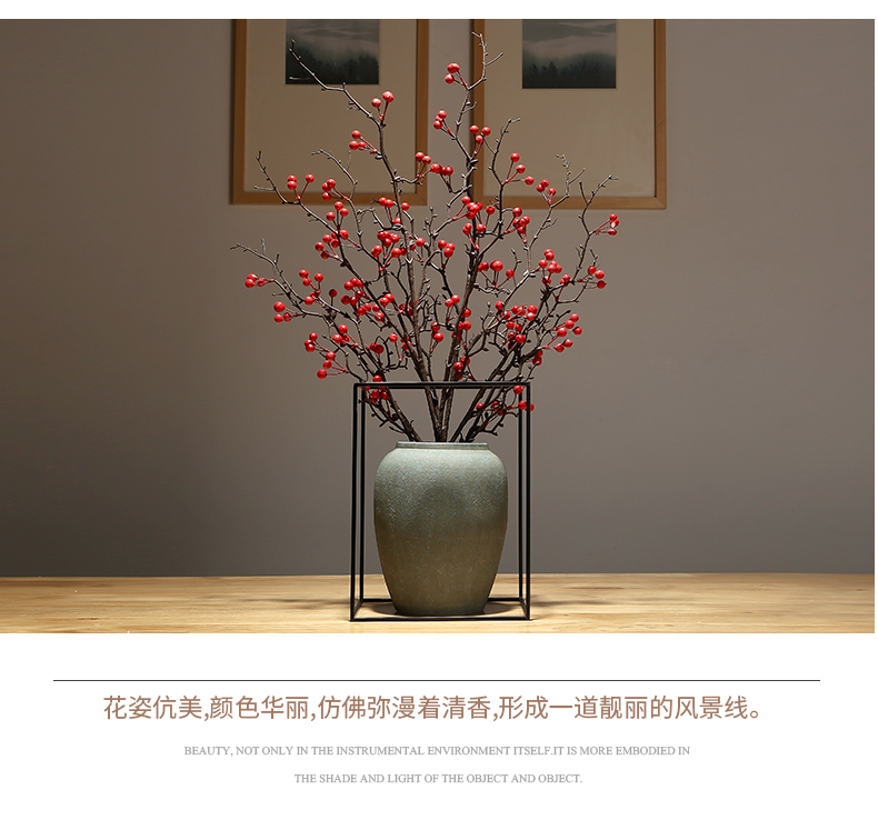 Jingdezhen ceramic vases, new Chinese style household living room desktop rich ancient frame decoration dry flower flower, adornment is placed