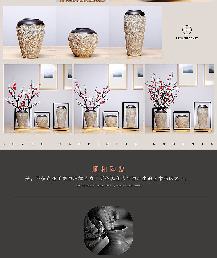 Jingdezhen ceramics vase creative manual Chinese study, the sitting room porch place dried flowers flower arrangement craft