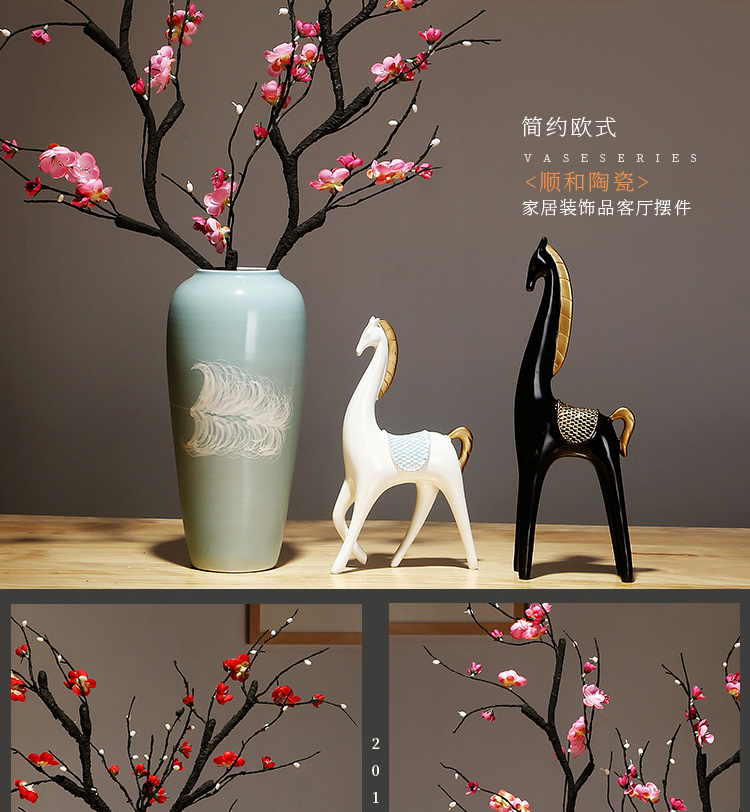 Jingdezhen ceramics by hand vase creative new Chinese style living room porch place to live in the dried flower crafts