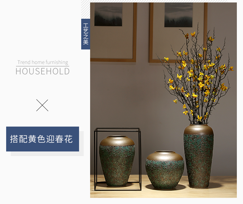 Jingdezhen ceramic decoration of the new Chinese style porch sitting room TV ark, flower arranging zen table dry flower vases, furnishing articles