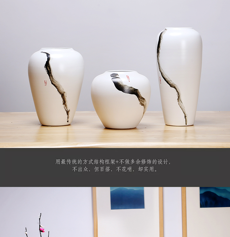 Jingdezhen ceramics manual white vase is I and contracted sitting room of Chinese style household dry flower arranging flowers decorative furnishing articles