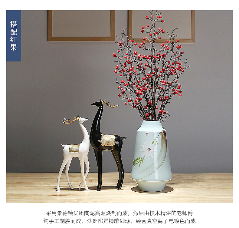 Jingdezhen ceramic flower implement modern new Chinese style household mesa of dried flowers sitting room porch decorate table flower arranging furnishing articles