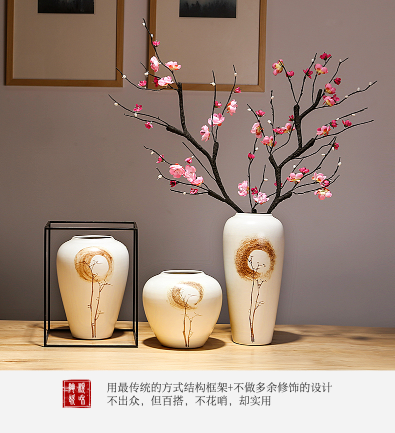 Jingdezhen ceramic porcelain vases contracted creative flower arranging dried flowers sitting room is the study of new Chinese style porch place decoration