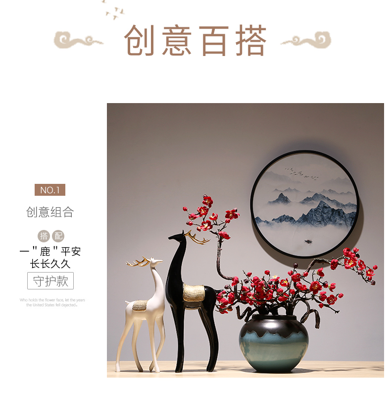 Modern new Chinese pottery and porcelain vase decoration suit creative furnishing articles porch decoration vase of TV bar face