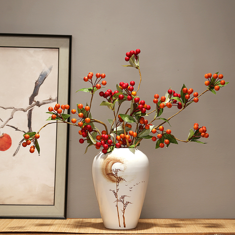Jingdezhen modern creative home sitting room porch dried flower vase furnishing articles Chinese zen ceramics vase decoration