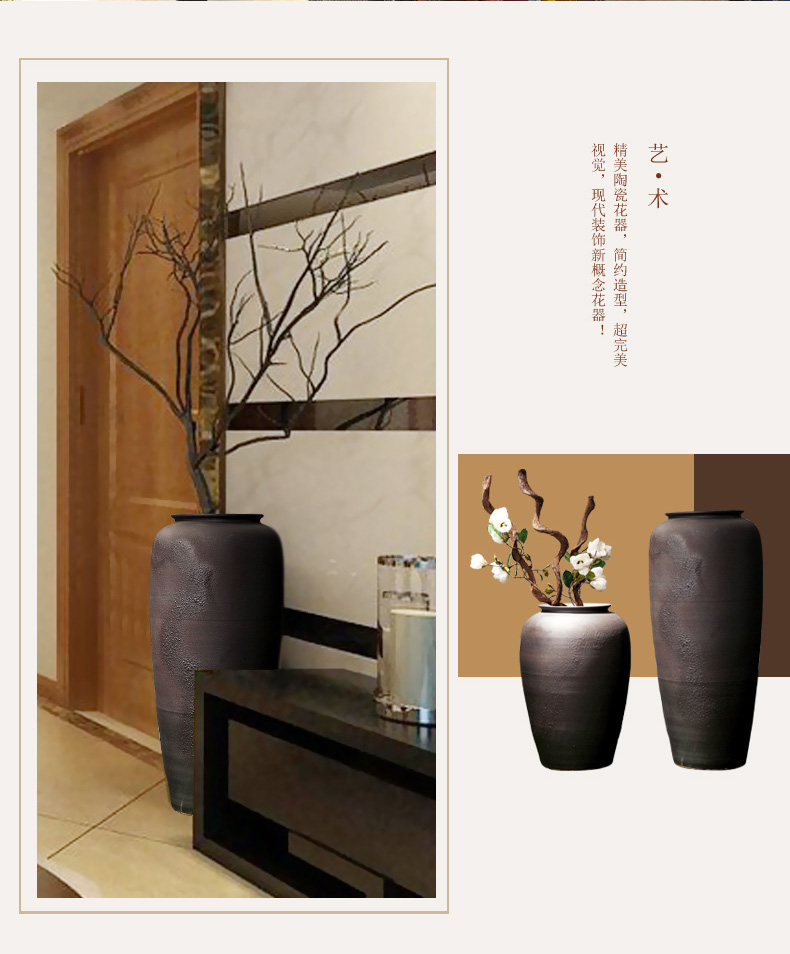 Jingdezhen ceramic vase landing creative restoring ancient ways is the sitting room porch decoration furnishing articles coarse TaoHua dried flowers suit