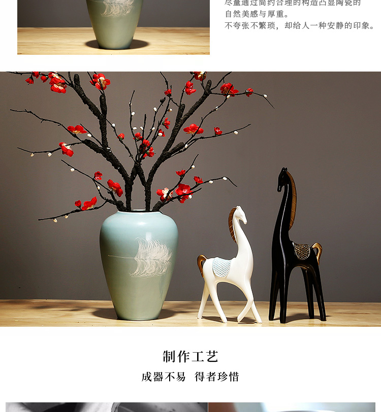 Jingdezhen ceramics by hand vase creative new Chinese style living room porch place to live in the dried flower crafts