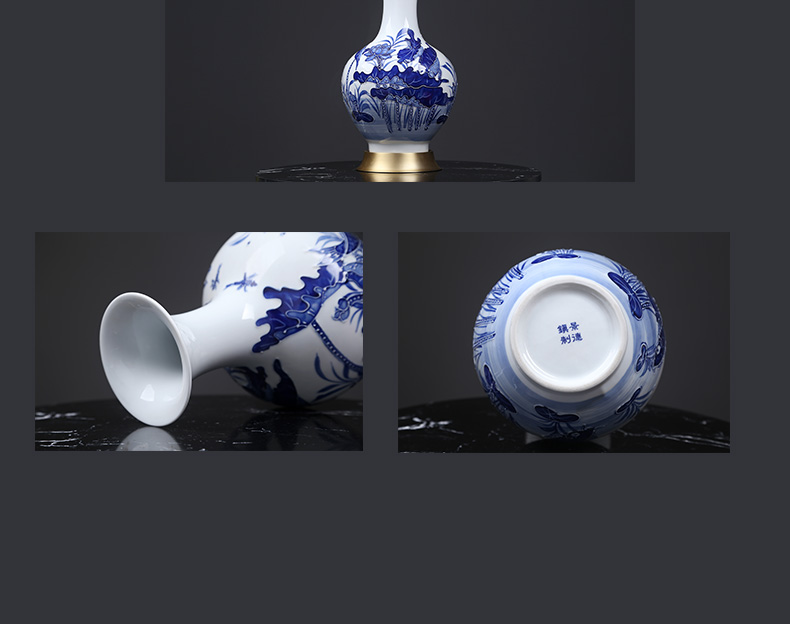 Jingdezhen blue and white design furnishing articles of modern Chinese style household, sitting room porch lotus decoration ceramics craft vase