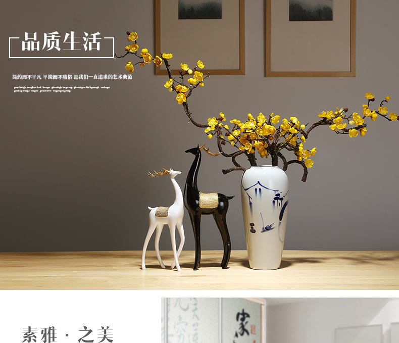 Jingdezhen ceramics vase modern new Chinese style household dry flower arranging flowers adornment furnishing articles suit mesa vase