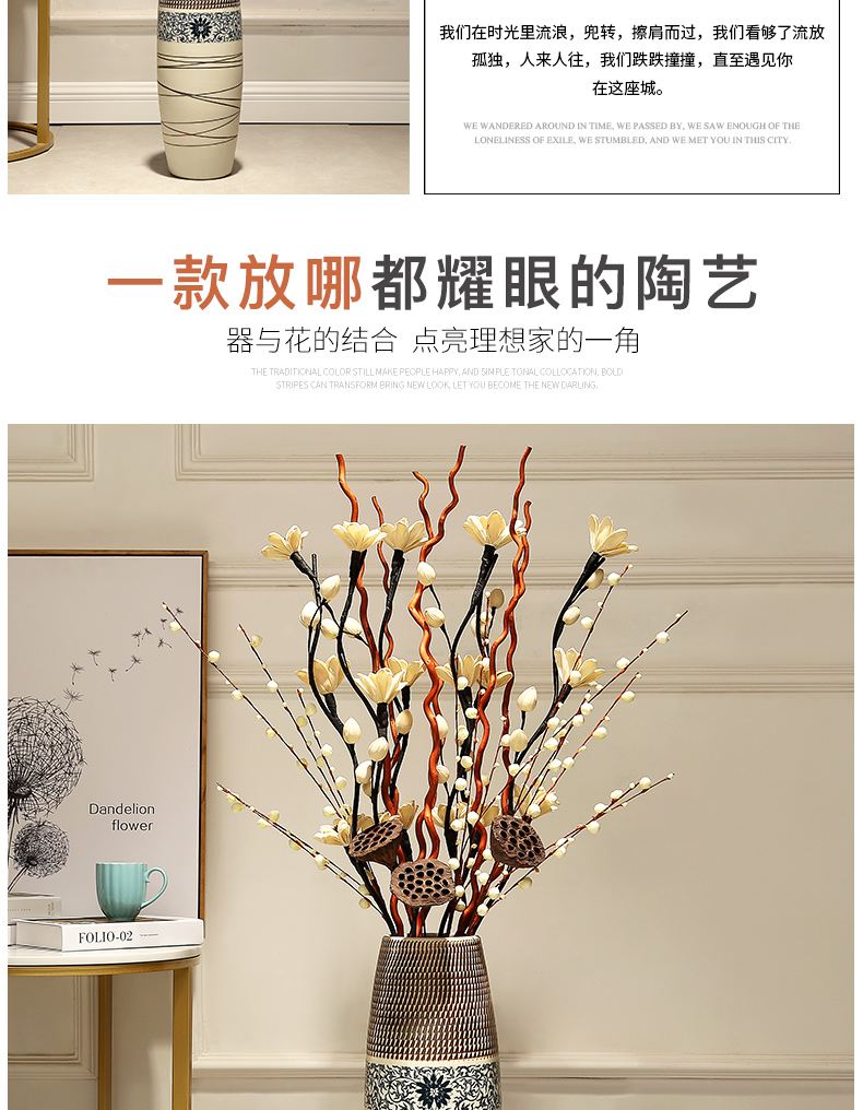 Vase home sitting room adornment landing simulation flower European - style Chinese ceramic flower implement large porch place flower arrangement