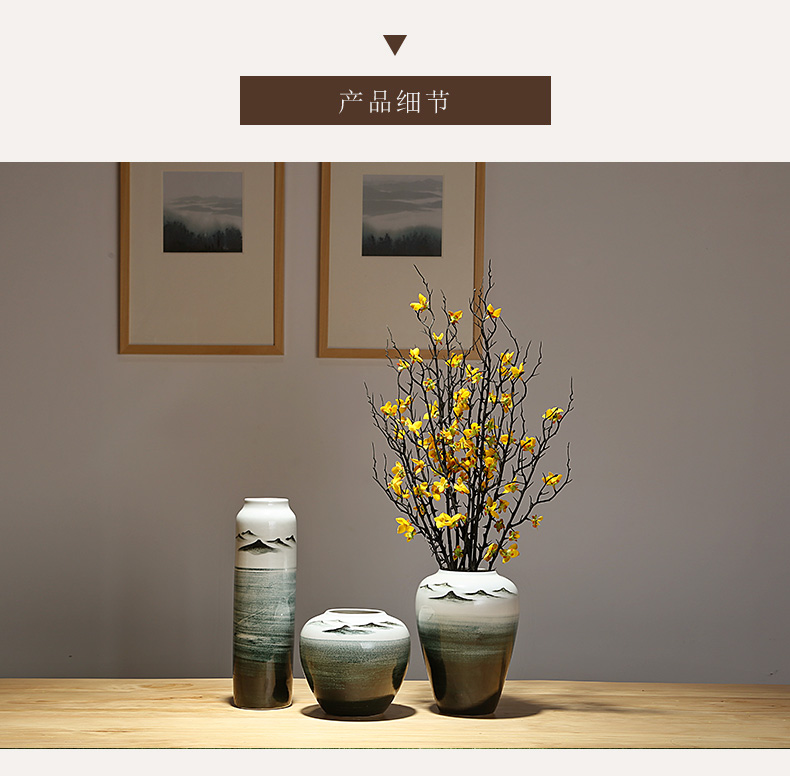 Jingdezhen ceramics vases, I and contracted sitting room porch decoration of the new Chinese style furnishing articles dried flowers flower arrangement suits for