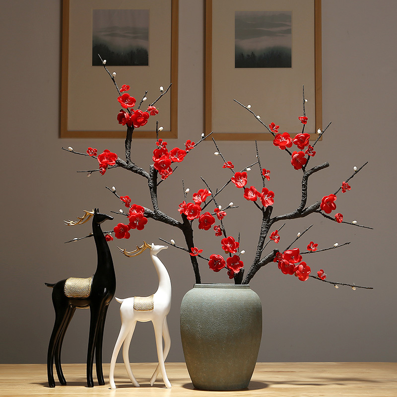 Jingdezhen ceramic vases, new Chinese style household living room desktop rich ancient frame decoration dry flower flower, adornment is placed