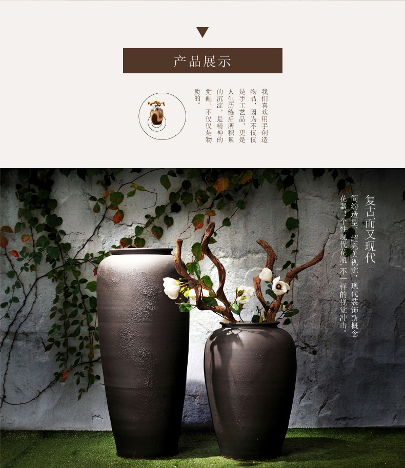 Jingdezhen ceramic vase landing creative restoring ancient ways is the sitting room porch decoration furnishing articles coarse TaoHua dried flowers suit