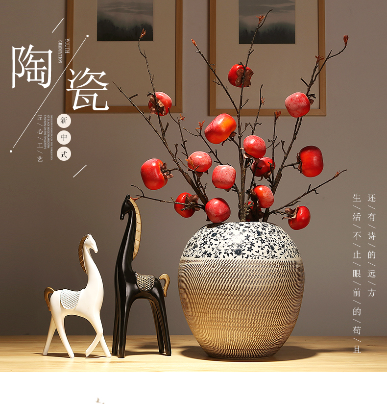 Classical jingdezhen ceramics vase decoration decoration living room TV cabinet table flower arranging flower implement creative furnishing articles