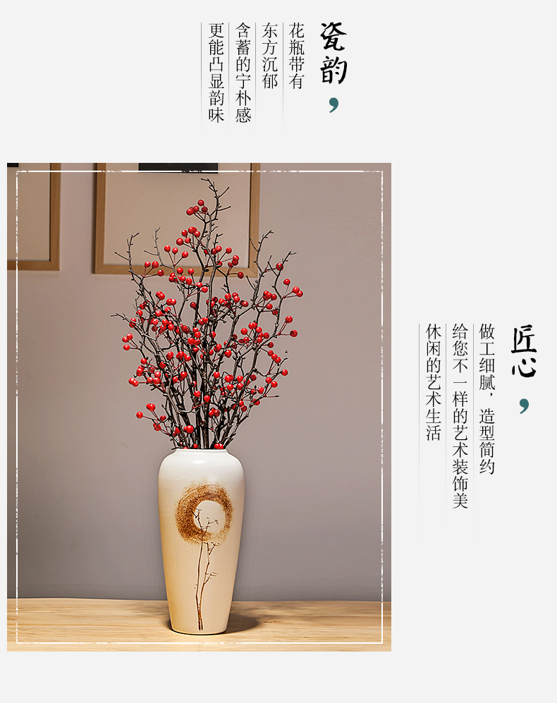 Jingdezhen ceramic porcelain vases contracted creative flower arranging dried flowers sitting room is the study of new Chinese style porch place decoration