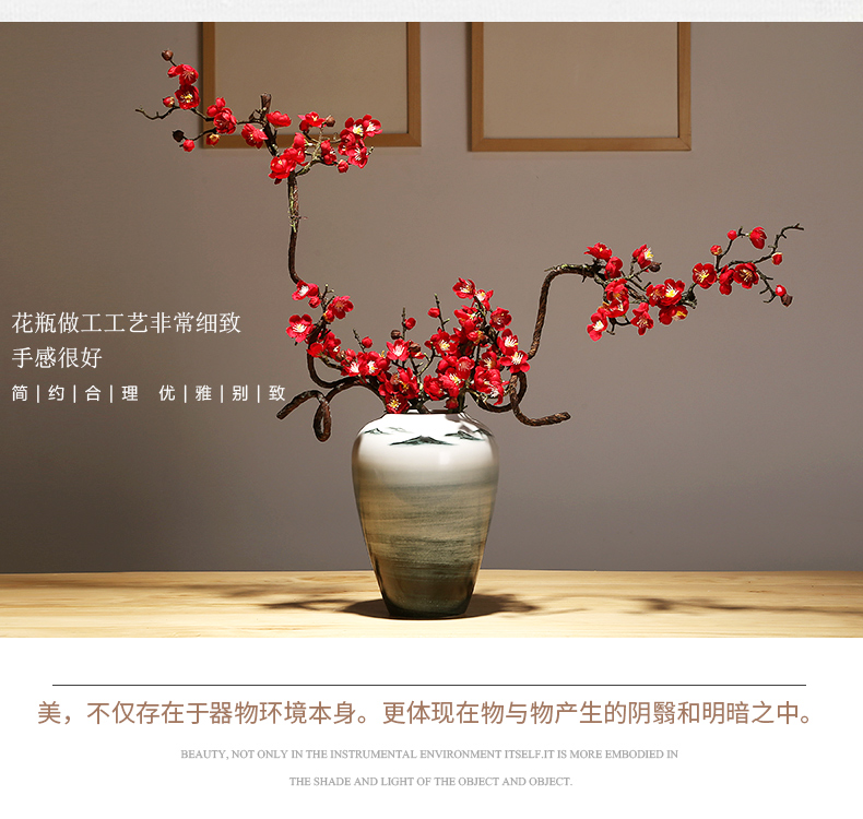 Jingdezhen ceramics flower vase of new Chinese style living room TV cabinet craft vase home furnishing articles