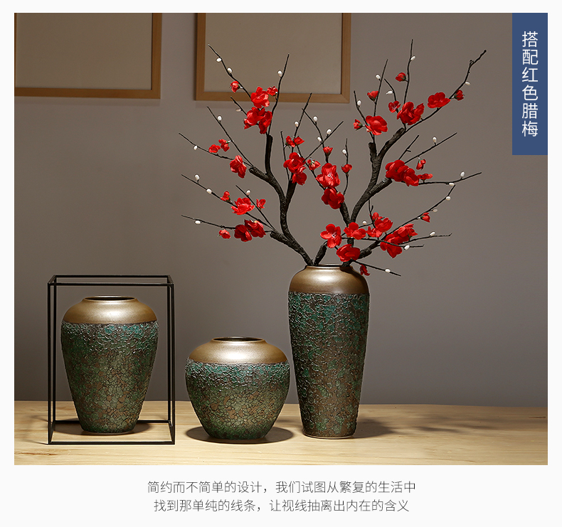 Jingdezhen ceramic decoration of the new Chinese style porch sitting room TV ark, flower arranging zen table dry flower vases, furnishing articles