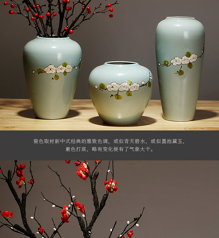 Jingdezhen ceramics vase modern furnishing articles suit sitting room porch dried flowers flower arrangement of Chinese style household decorations