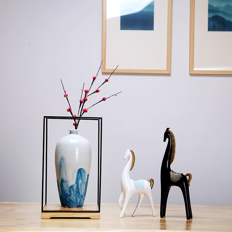 Jingdezhen ceramics vase sitting room of I and contracted style manual creative furnishing articles dried flowers flower arrangement craft
