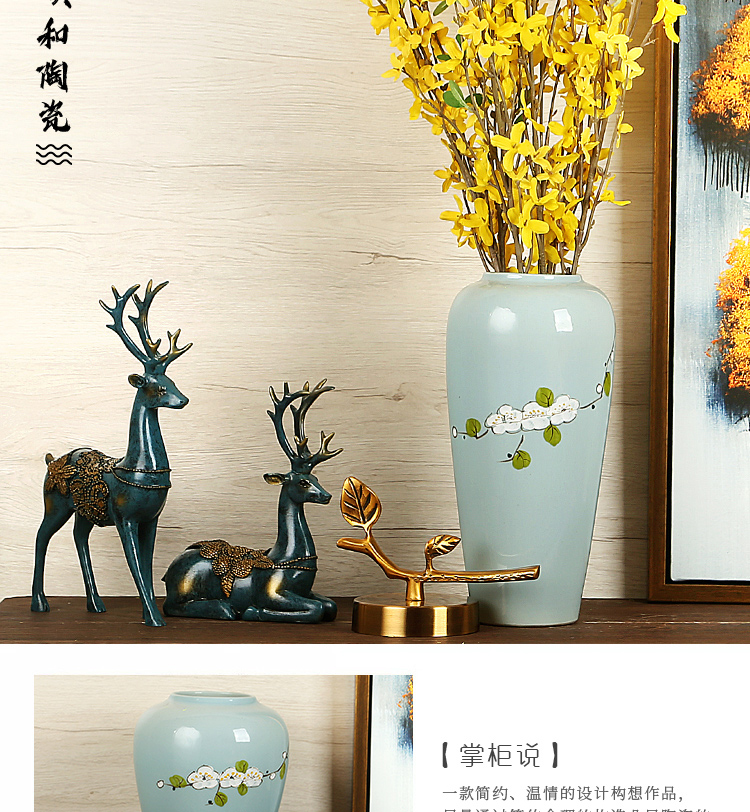 Jingdezhen ceramics vase furnishing articles suit creative manual Chinese dried flowers flower arrangement sitting room European arts and crafts