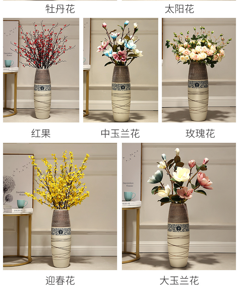 Vase home sitting room adornment landing simulation flower European - style Chinese ceramic flower implement large porch place flower arrangement