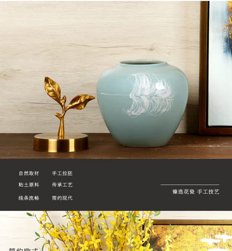 New Chinese style household jingdezhen ceramics craft vase sitting room porch dried flowers flower arrangement creative decorations furnishing articles