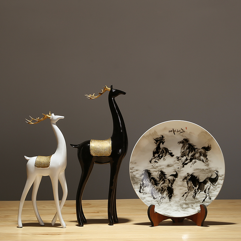 New Chinese style household jingdezhen chinaware plate sitting room sat dish hang dish plate success ornaments furnishing articles