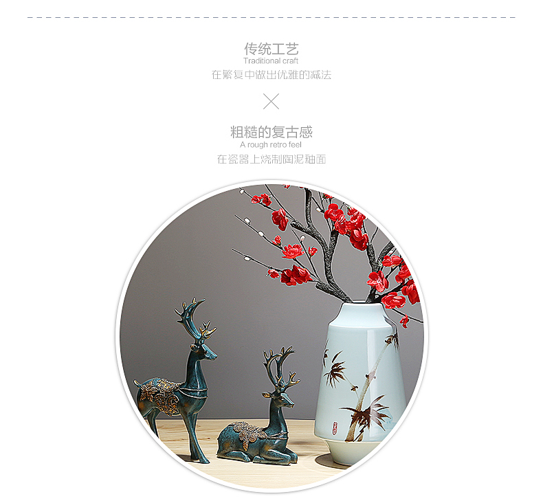 Jingdezhen ceramic new Chinese vase mesa simulation dried flowers flower arrangement sitting room porch villa I and contracted furnishing articles