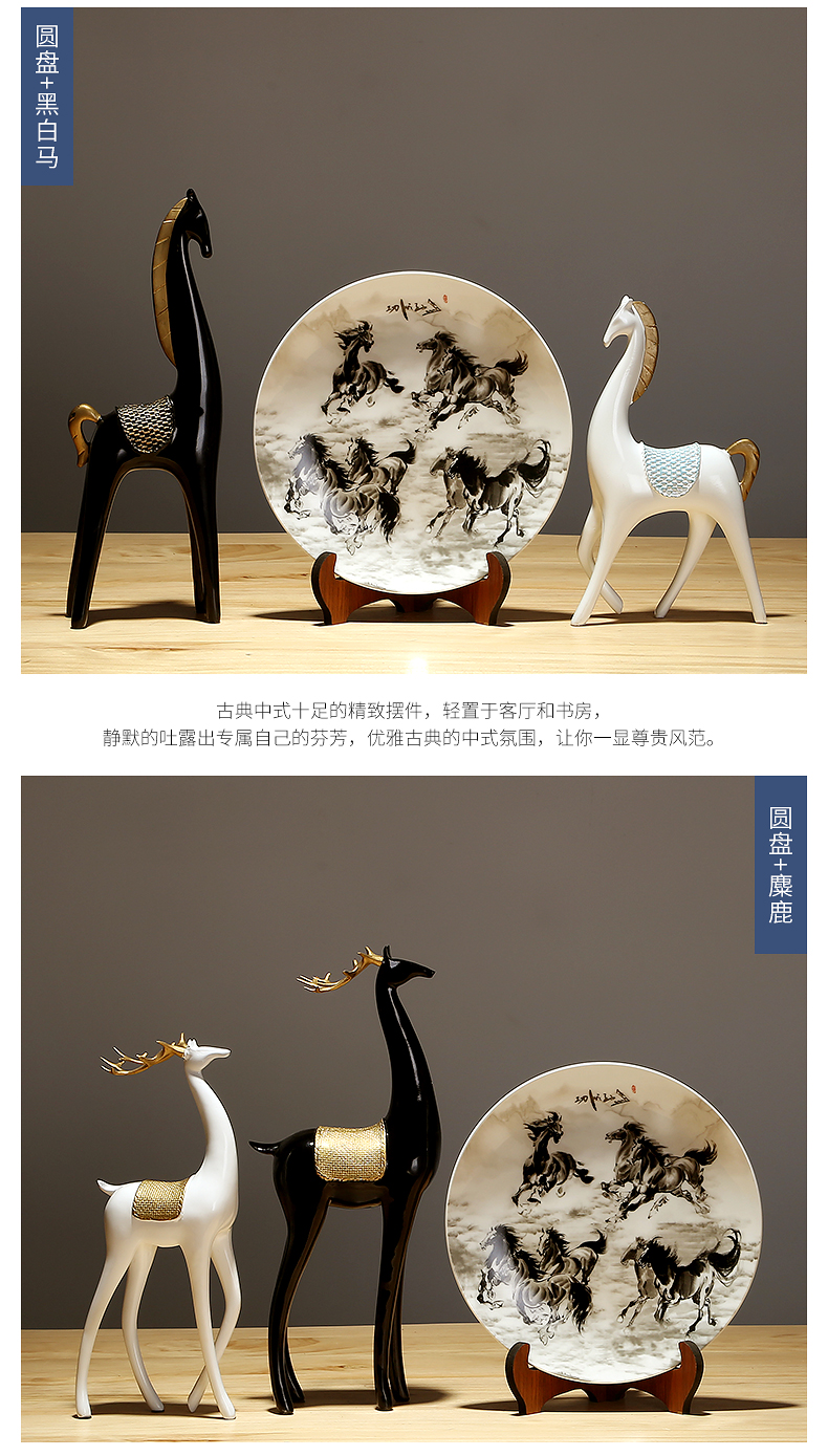 New Chinese style household jingdezhen chinaware plate sitting room sat dish hang dish plate success ornaments furnishing articles