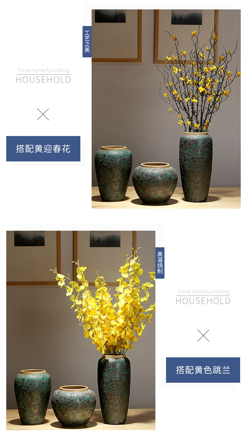 Jingdezhen ceramic vases, new Chinese style interior furnishing articles ornaments in the sitting room porch decoration creative hand - made flower arrangement