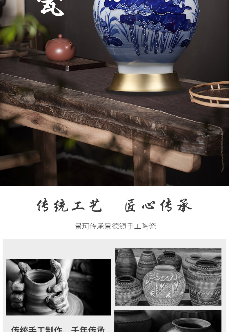 Jingdezhen blue and white design furnishing articles of modern Chinese style household, sitting room porch lotus decoration ceramics craft vase