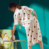 Летняя шелковая пижама, сексуальный тонкий летний комплект, штаны, короткий рукав, большой размер