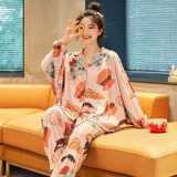 Осенняя демисезонная пижама, хлопковый милый лонгслив для школьников, демисезонный комплект, в корейском стиле, большой размер