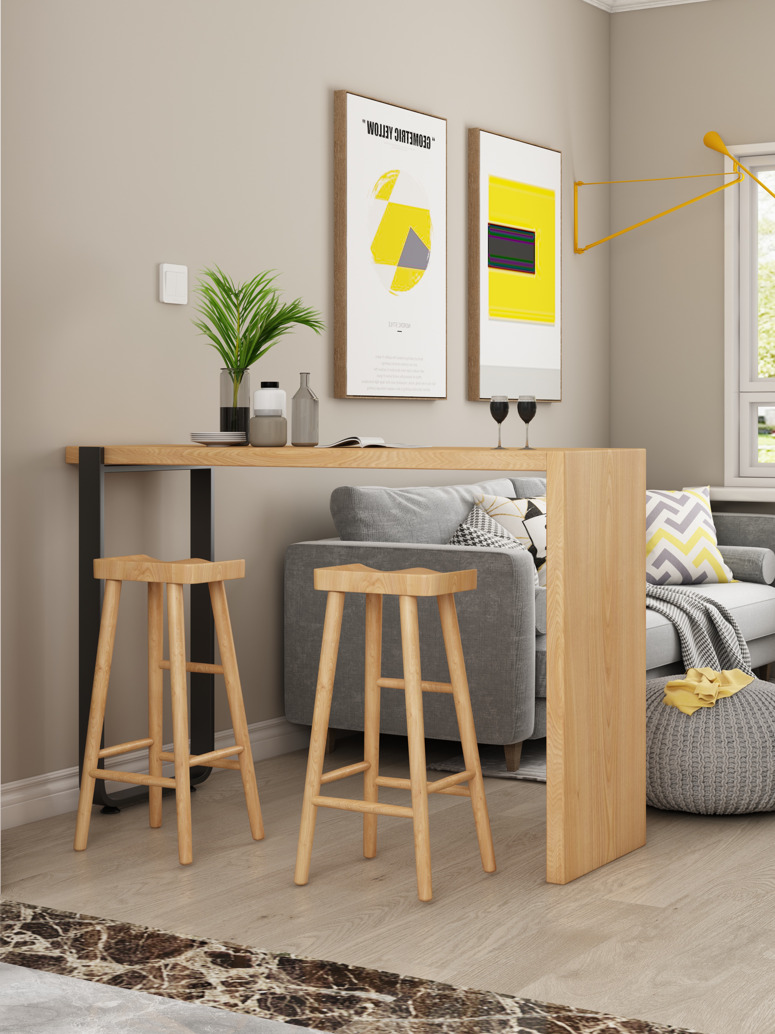 American wrought iron retro solid wood small bar table commercial table and chair dining table one home bar table partition high table